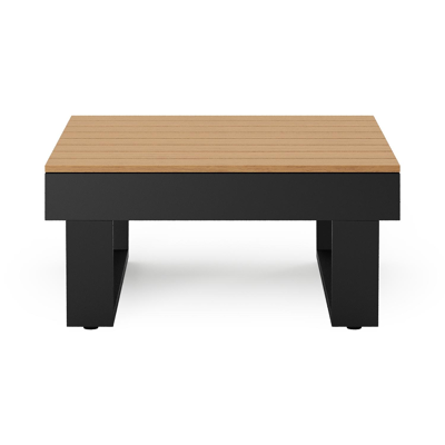 Alora loungetafel in zwart aluminium en polywood - L 77 x B 77 x H 35 cm