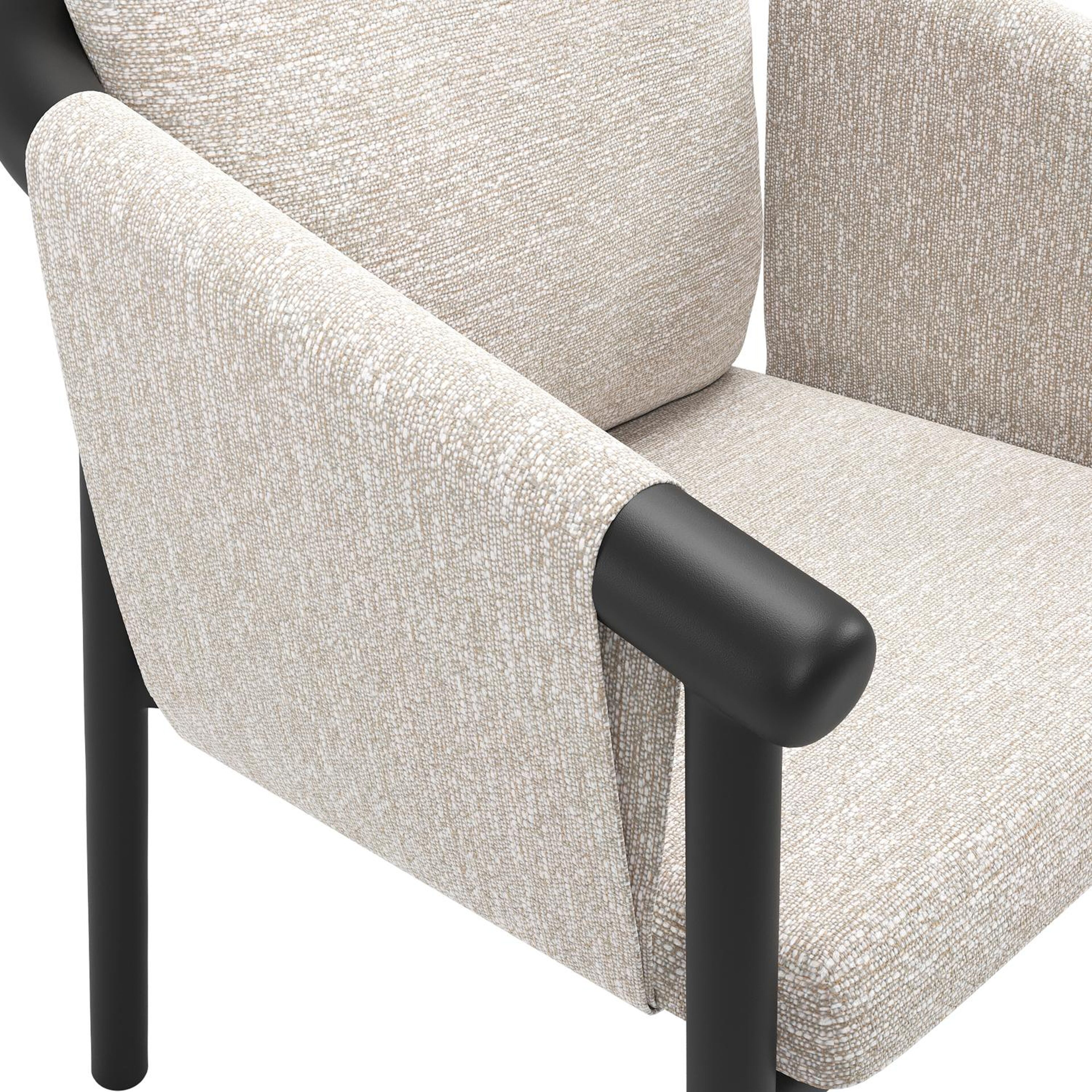 Chaise de jardin empilable Amico en aluminium noir et aluminium noir avec coussin en All Weather Sunbrella® Luxe Tundra Sand