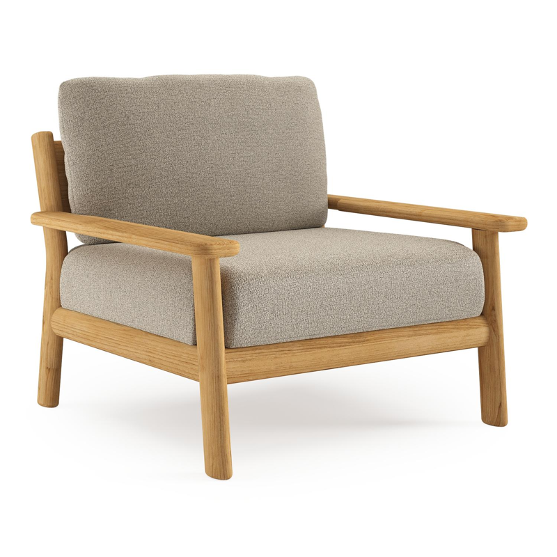 Fauteuil de jardin Amaro en teck et coussins en all weather cosytica catania beige