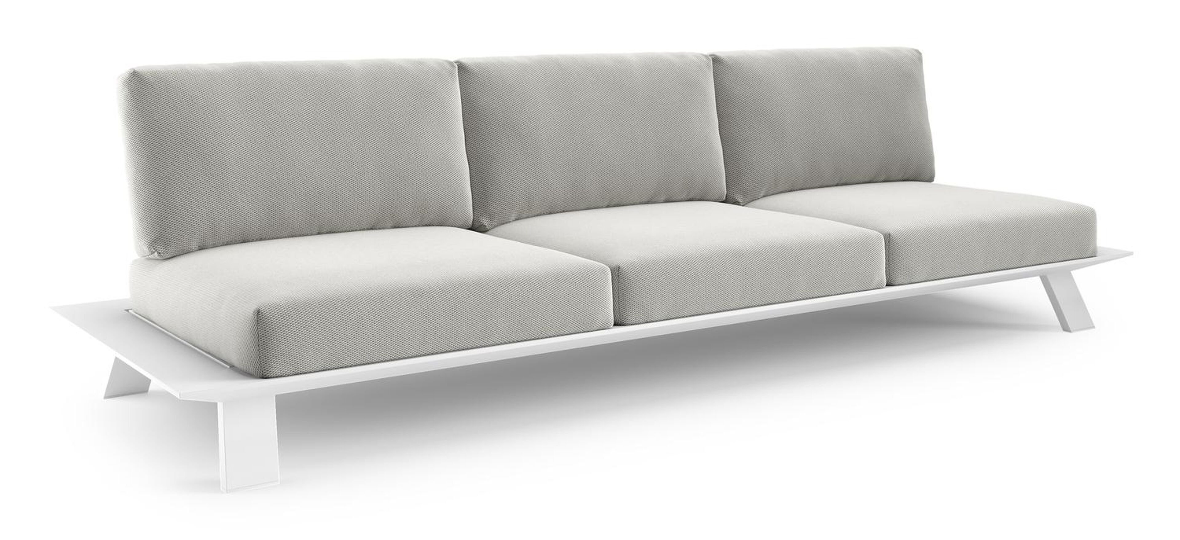 Canapé de jardin Cesano en aluminium blanc et coussin en all weather Sunbrella® luxe lopi ash