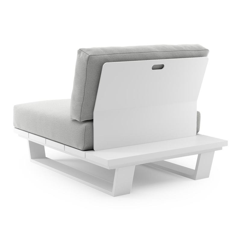 Pagino loungestoel in wit aluminium met natte grey chine all weather sunbrella® luxe kussen