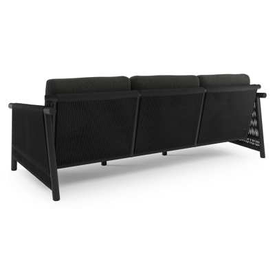 Erla loungeset in zwart aluminium met zwart weather+ softtouch kussens en loungetafel