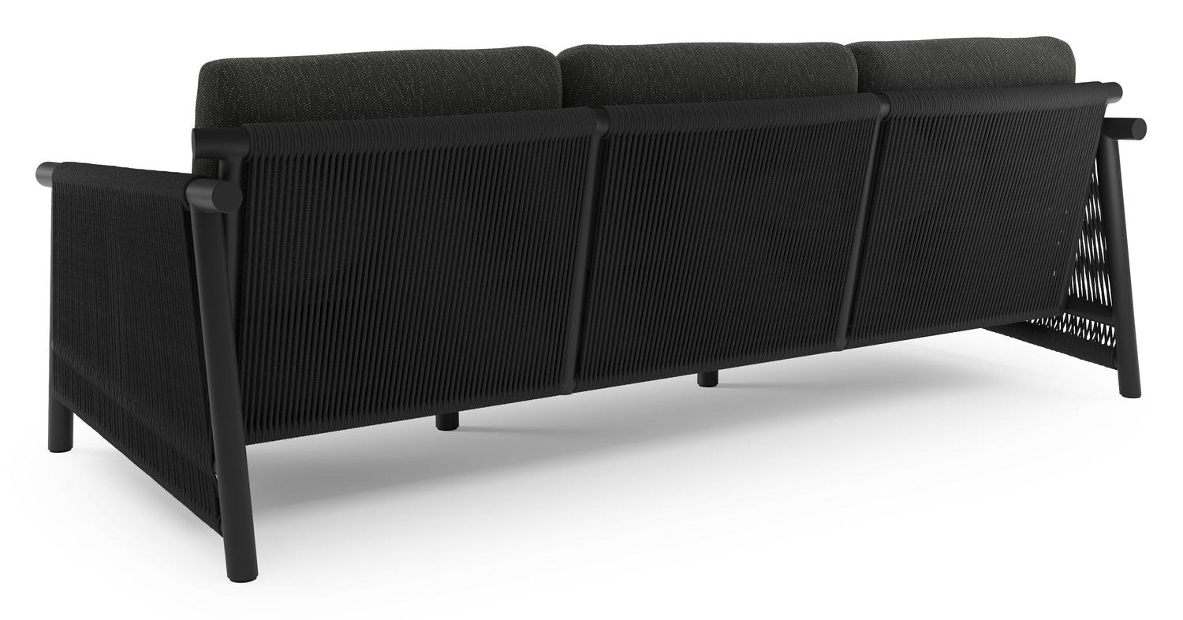 Erla loungeset in zwart aluminium met zwart weather+ softtouch kussens en loungetafel