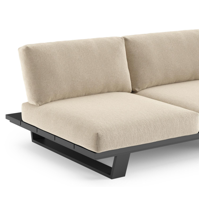 Pagino loungehoek in zwart aluminium met althea chalk all weather cosytica kussen