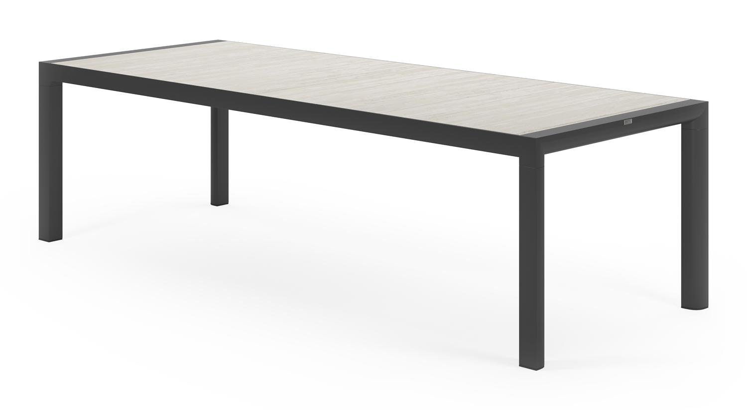 Madura ensemble de jardin rectangulaire en aluminium noir en carreaux en céramique gris avec 8 chaises de jardin Calobra