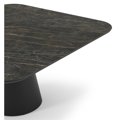 Table de jardin Donato carré arrondi en aluminium noir et céramique pleine black obsession - Lg. 148 x Lrg. 148 x Haut. 75 cm