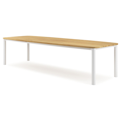 Orso tuintafel bootvorm in wit aluminium en teak - L 315 x B 115 x H 75 cm