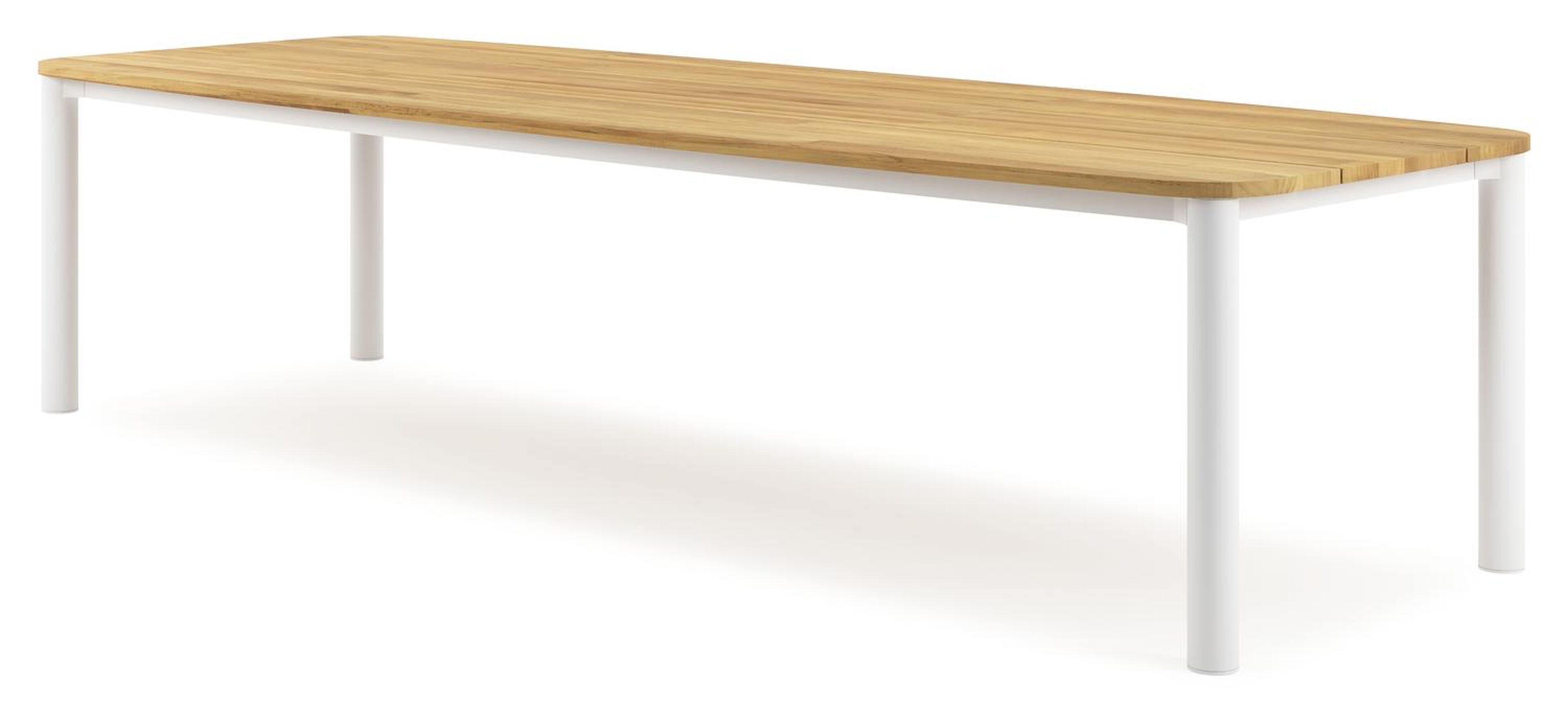 Orso tuintafel bootvorm in wit aluminium en teak - L 315 x B 115 x H 75 cm