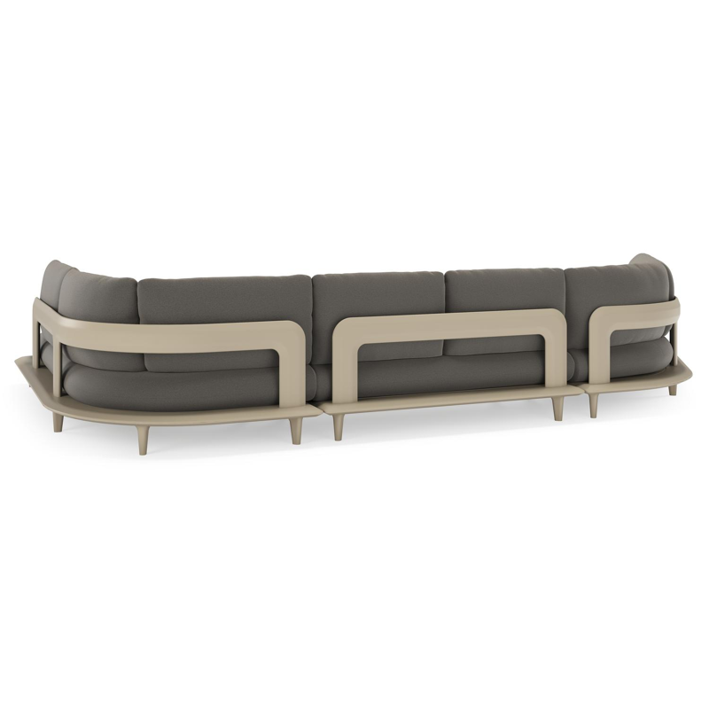 Bomero loungehoek in beige aluminium met natte dark taupe all weather sunbrella® luxe kussen