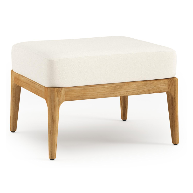 Orso poef in teak met Natte White all weather sunbrella® luxe kussen