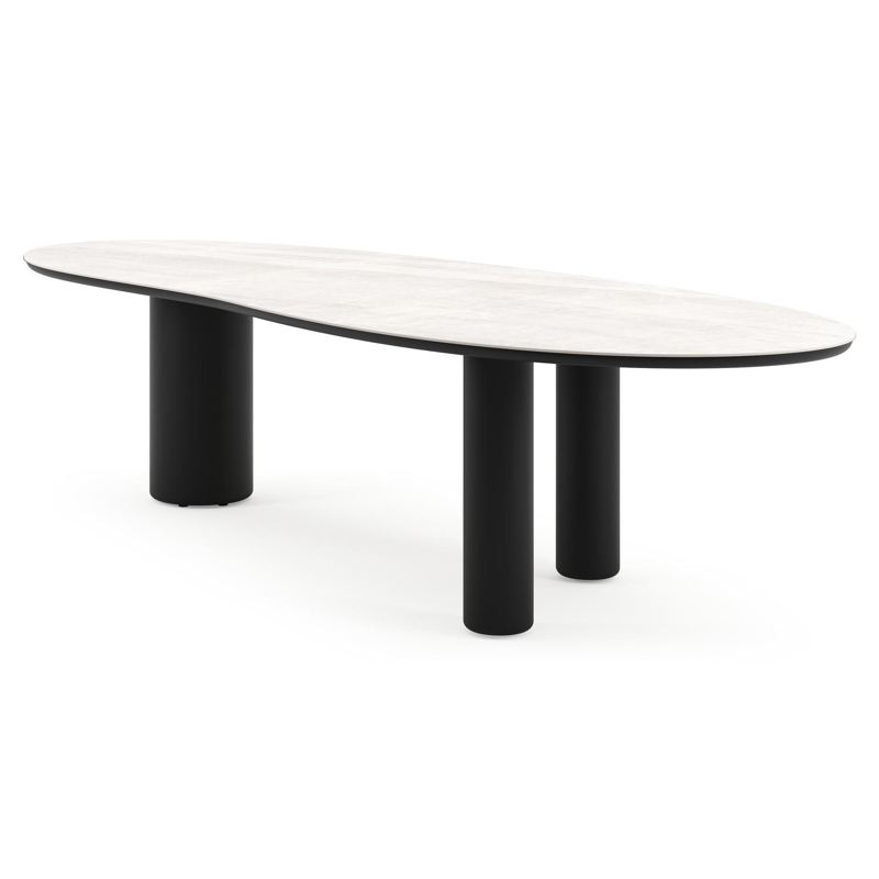 Amico tuintafel organisch in zwart aluminium en volkeramiek Taj Mahal - L 320 x B 120 x H 73.5 cm