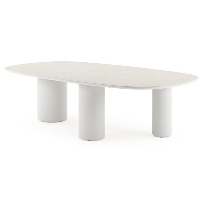 Amico tuintafel bombo xl in wit aluminium en volkeramiek Shilin - L 270 x B 148 x H 73.5 cm