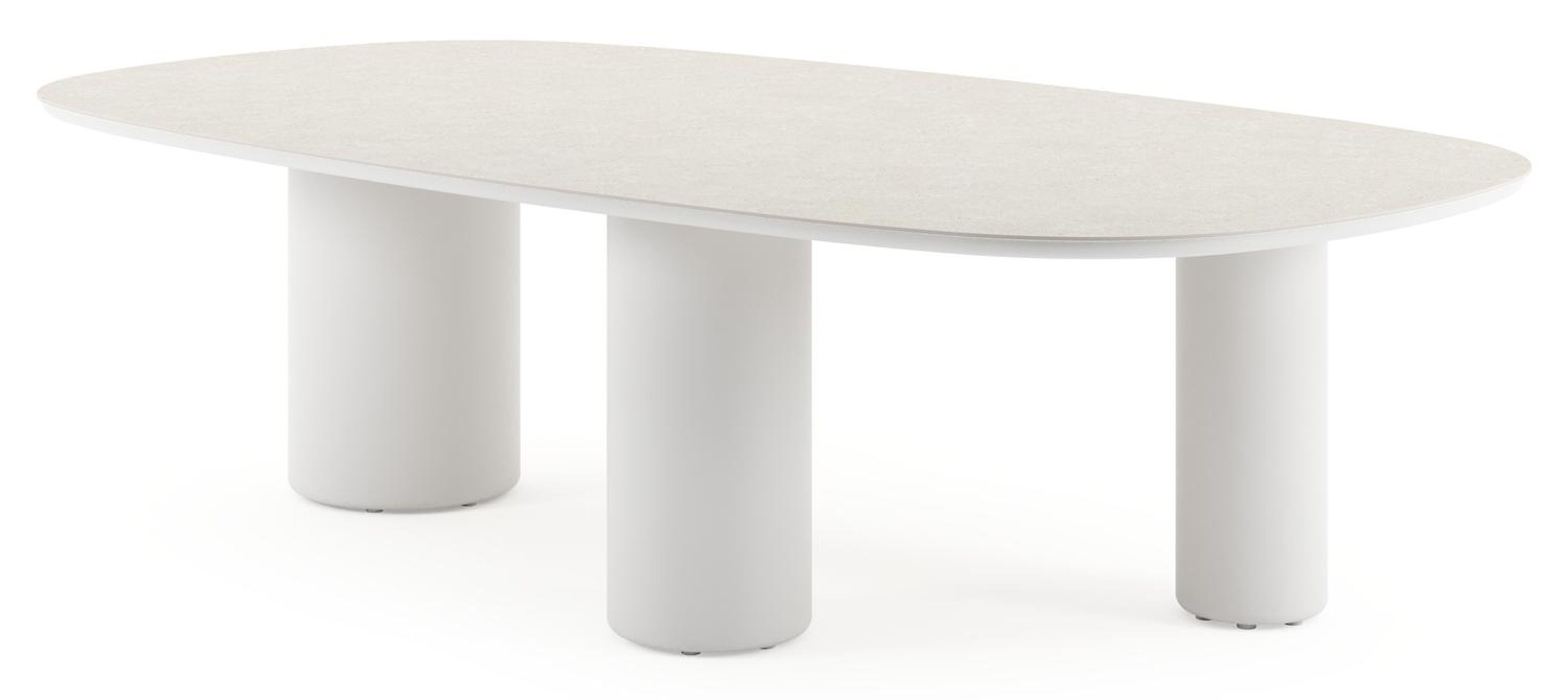 Table de jardin Amico bombo xl en aluminium blanc et céramique pleine Shilin - Lg. 270 x Lrg. 148 x Haut. 73.5 cm