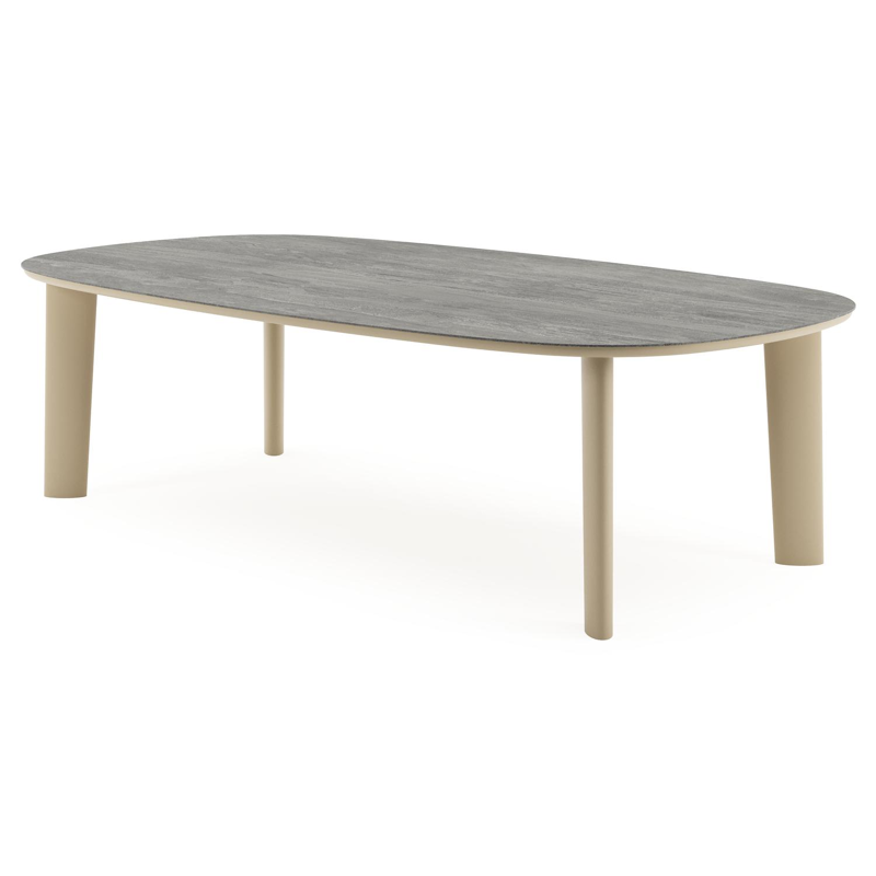 Amico tuintafel bombo xl in beige aluminium en volkeramiek Aspen Grey - L 270 x B 148 x H 73.5 cm