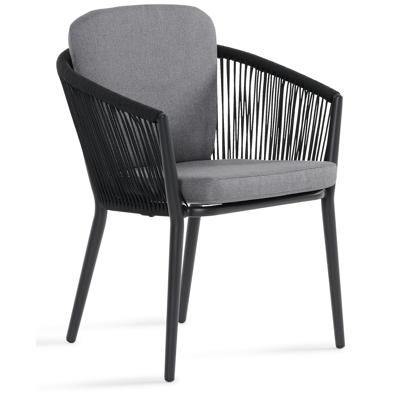 Orso tuinstoel in zwart aluminium en zwart rope