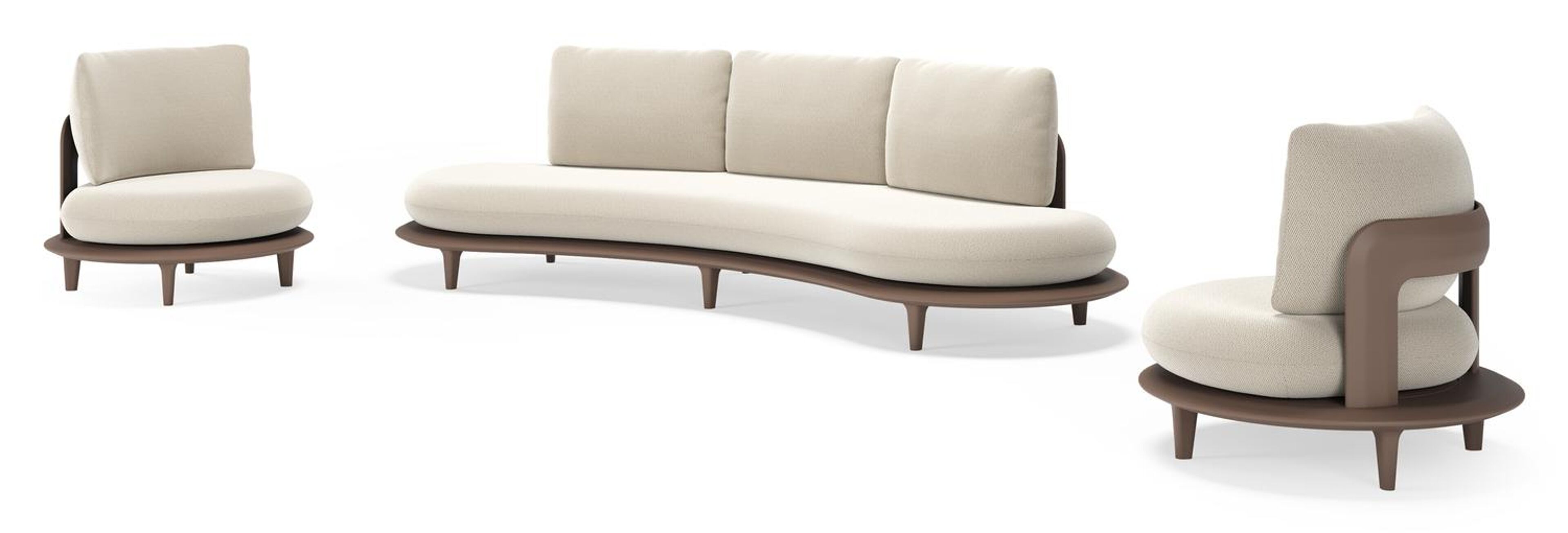 Bomero loungeset in taupe aluminium met lopi marble all weather sunbrella® luxe kussen
