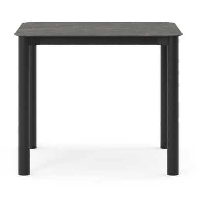 Table de jardin Orso rectangulaire arrondi en aluminium noir et céramique pleine Black Obsession - Lg. 90 x Lrg. 90 x Haut. 74.5 cm