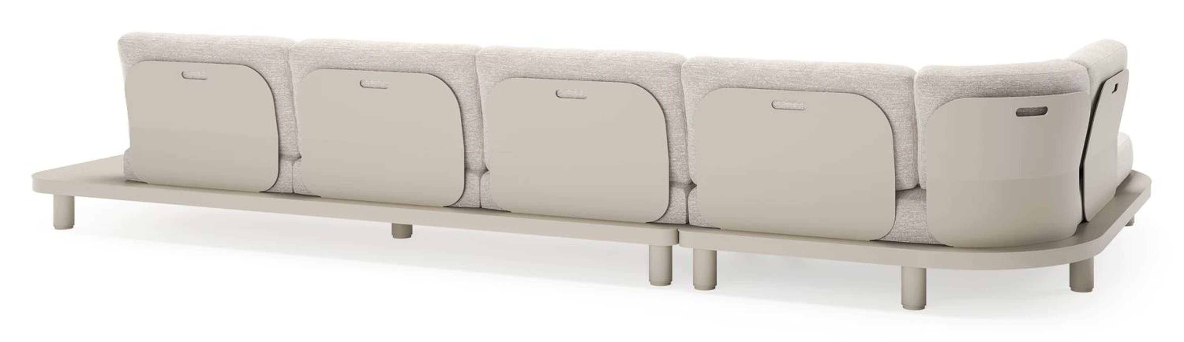 Salon de jardin d'angle Donato en aluminium beige et coussins en all weather sunbrella® luxe tundra sand