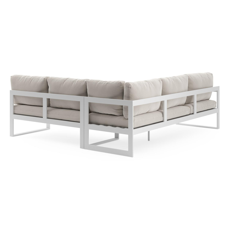 Caldela loungehoek in wit aluminium met beige kussen