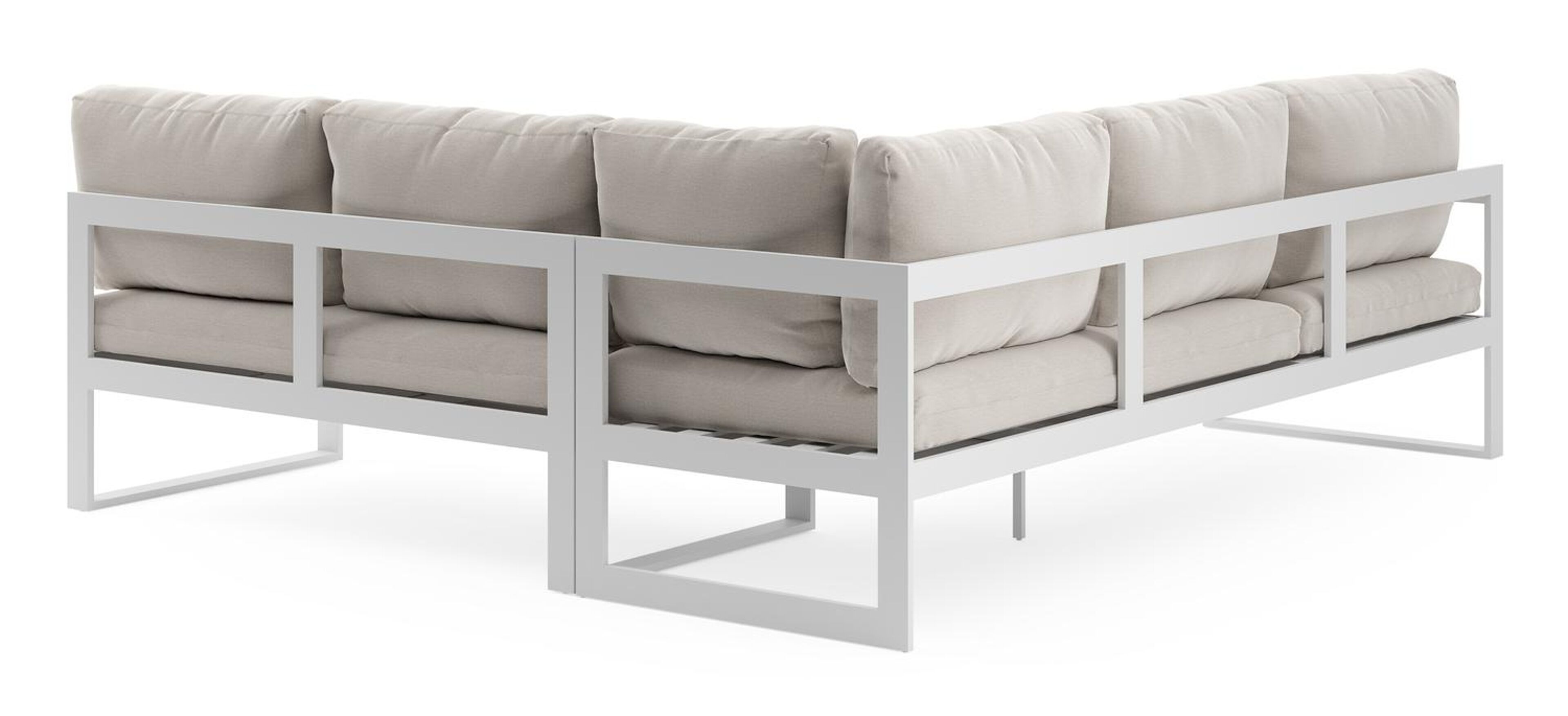 Caldela loungehoek in wit aluminium met beige kussen