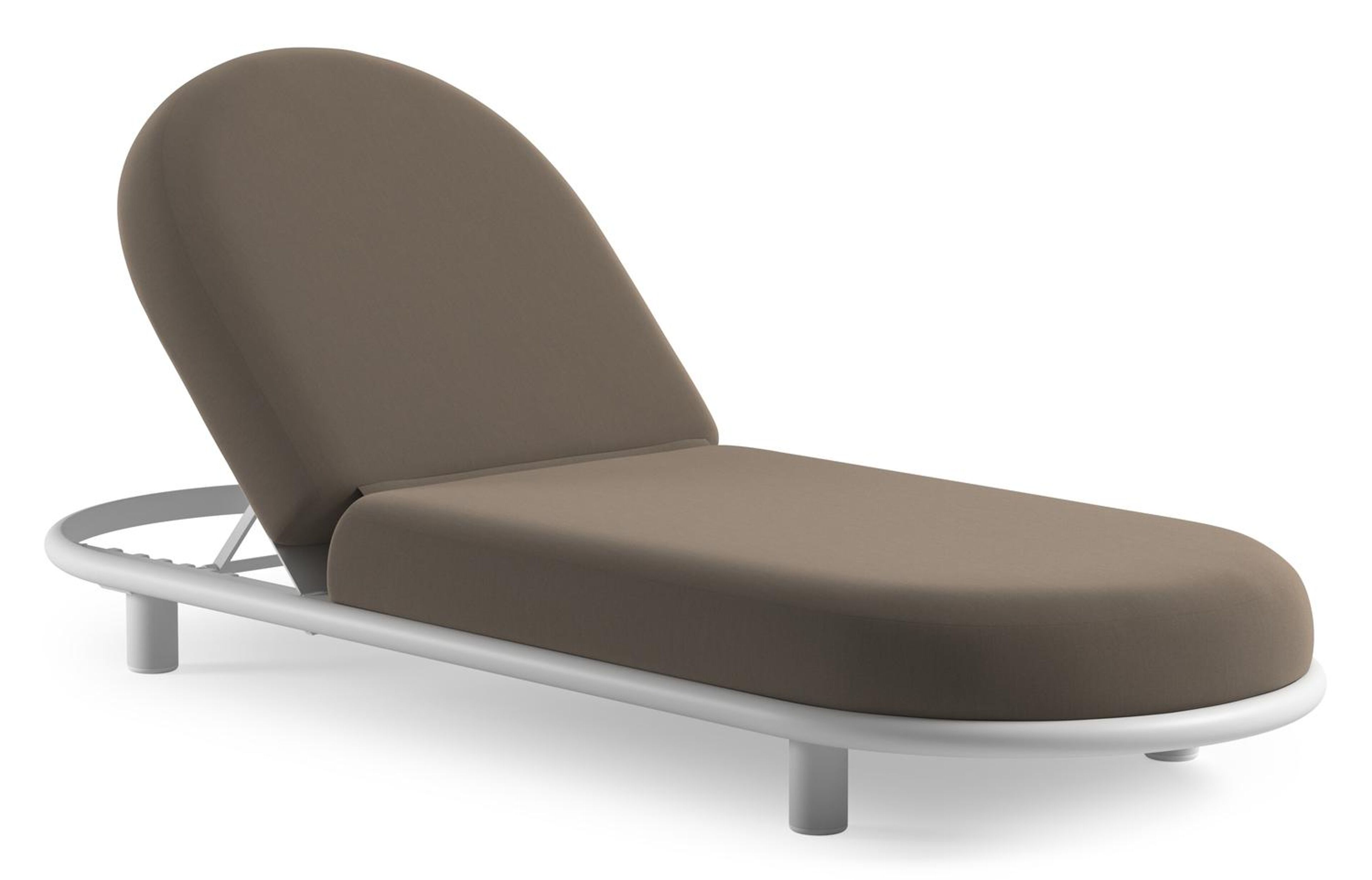 Lomano verstelbaar ligbed in wit aluminium met natte heather grey all weather sunbrella® luxe