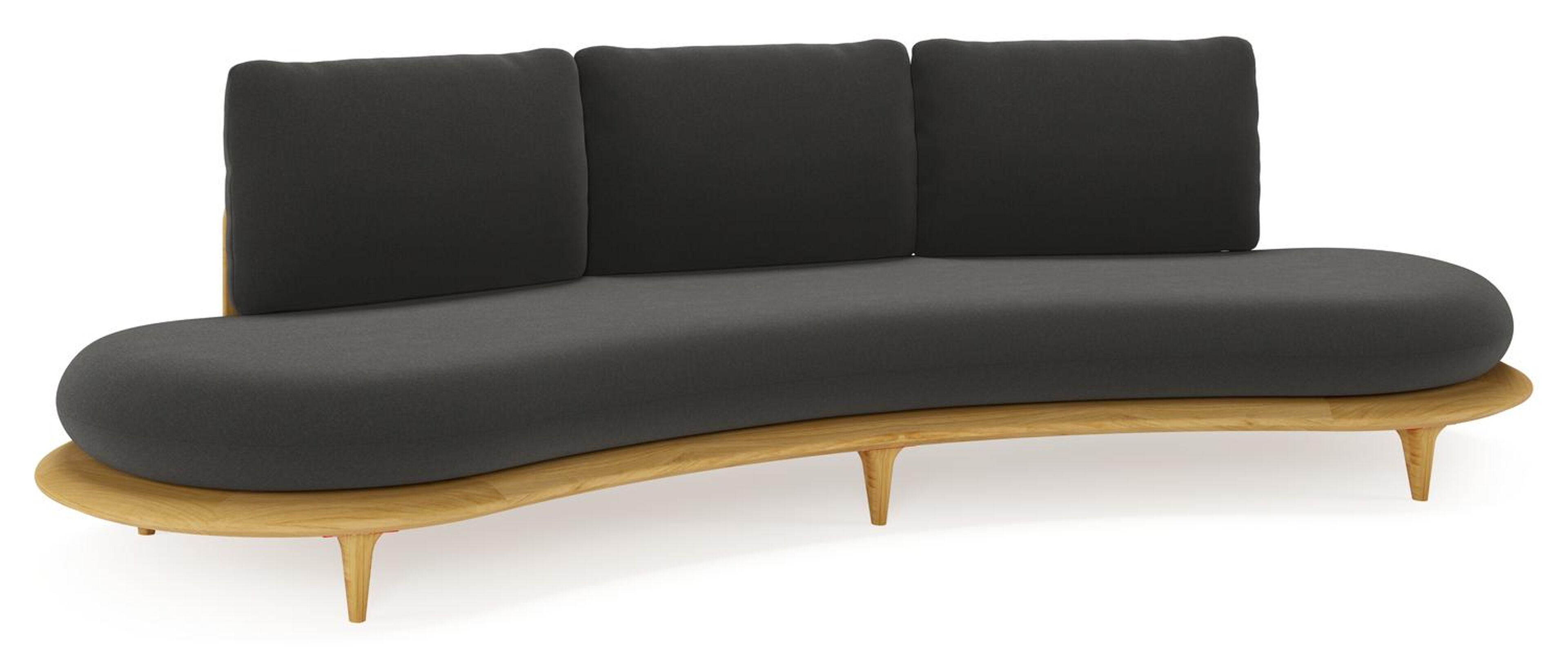 Bomero loungebank in teak met natte sooty all weather sunbrella® luxe kussen