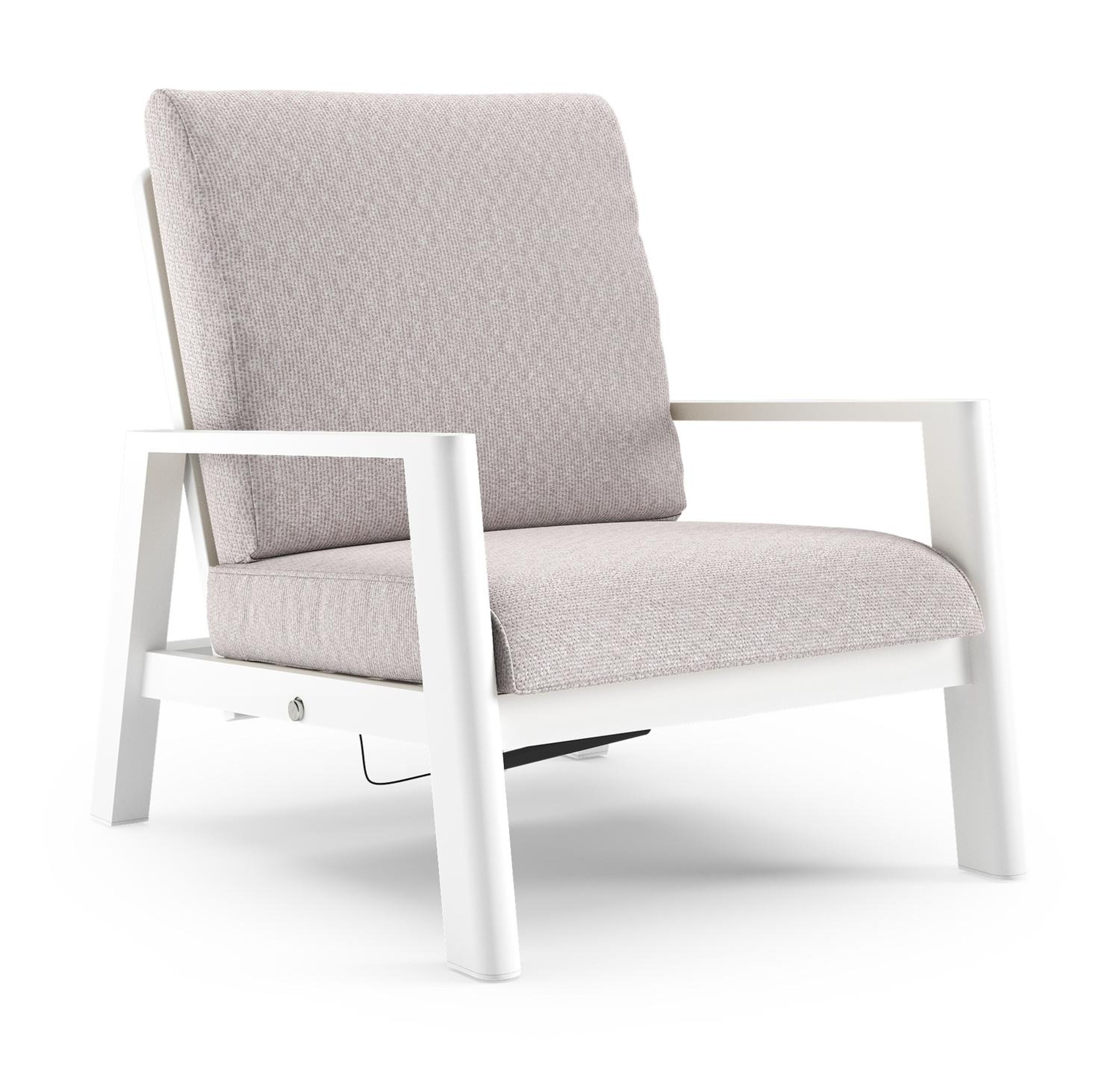 Cirello loungestoel in wit aluminium met wander gobi all weather sunbrella® luxe kussen