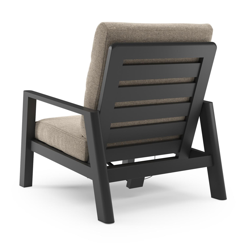 Cirello loungestoel in zwart aluminium met chartres pewter all weather sunbrella® luxe kussen