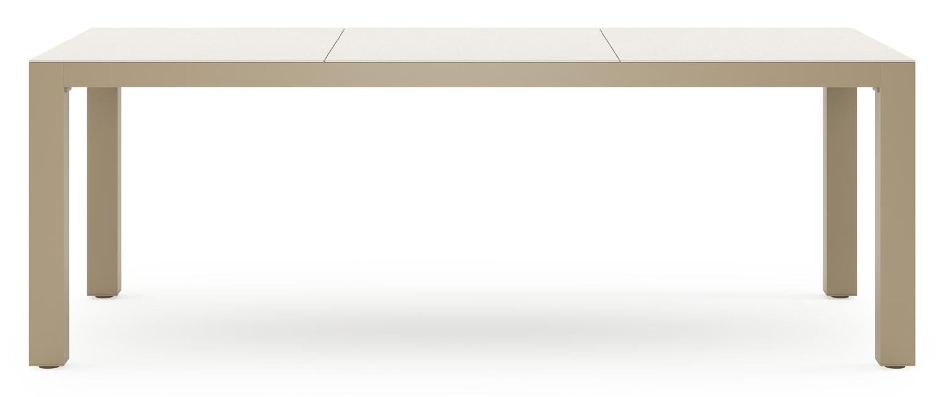 Calzo tuinset in beige aluminium en beige sintered stone met 6 stapelbare Melo tuinstoelen