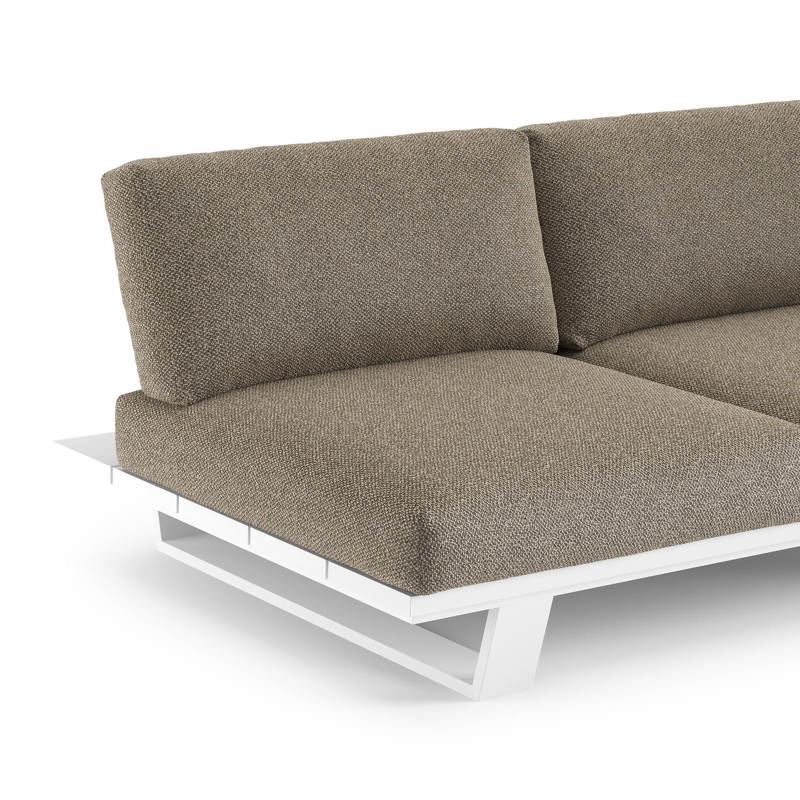 Salon de jardin d'angle Pagino en aluminium blanc et coussins en all weather cosytica madagascar burch