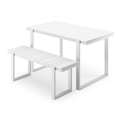 Merida loungetafel en bank in wit aluminium en wit - L 123 x B 70 x H 69.5 cm