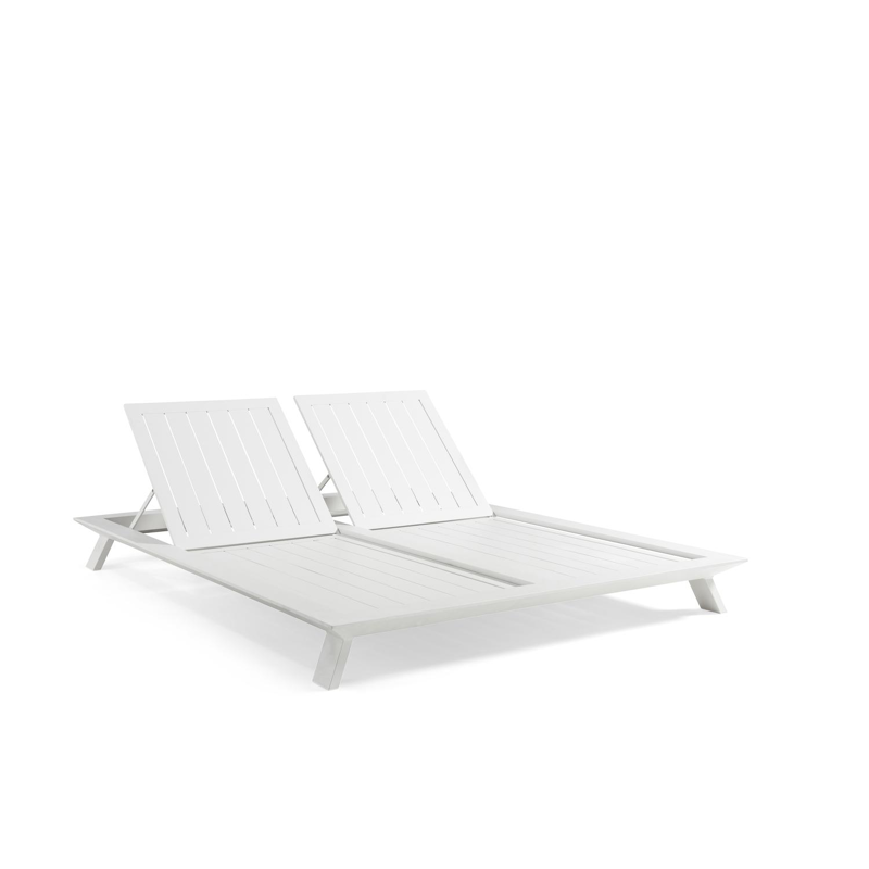 Cesano verstelbaar dubbel ligbed in wit aluminium met natte white all weather sunbrella® luxe kussens