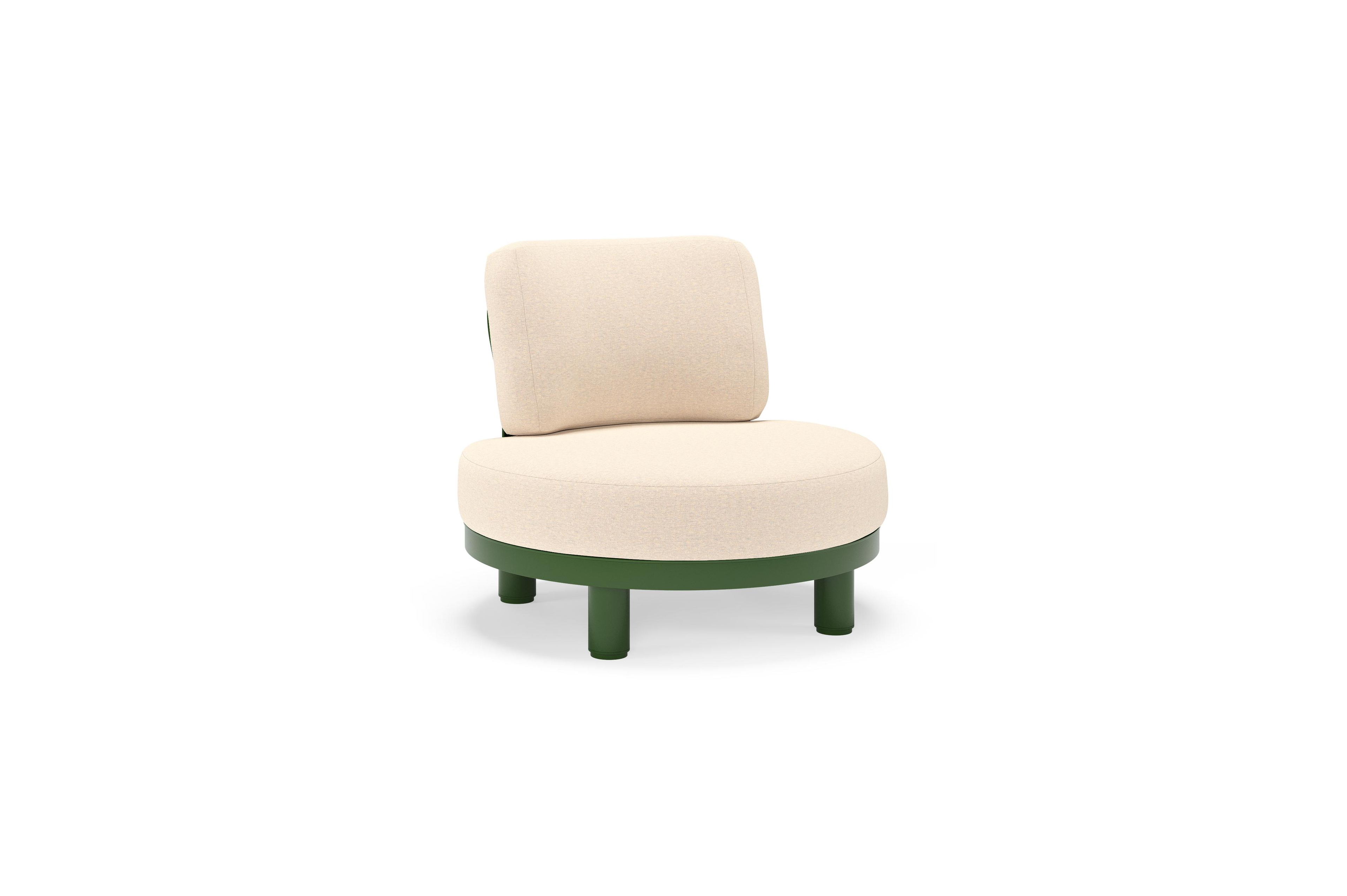 Donato loungestoel in groen aluminium met all weather sunbrella® luxe Heritage Papyrus kussen