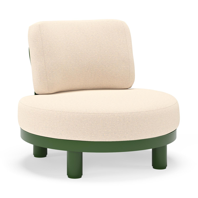 Donato loungestoel in groen aluminium met all weather sunbrella® luxe Heritage Papyrus kussen