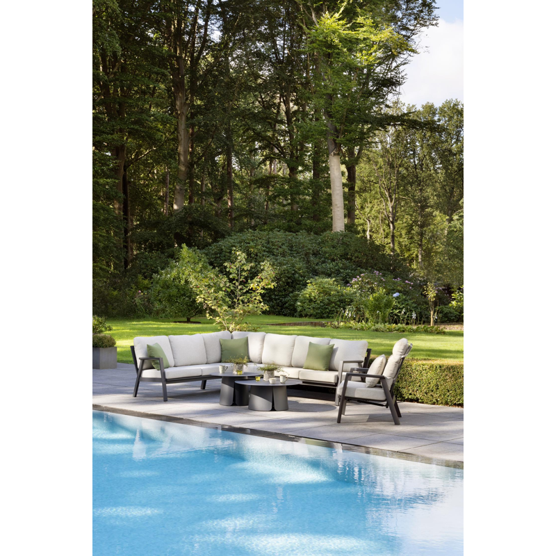 Avila loungetafels in zwart aluminium - Dia. 90 x H 36 cm, Dia. 70 x H 42 cm