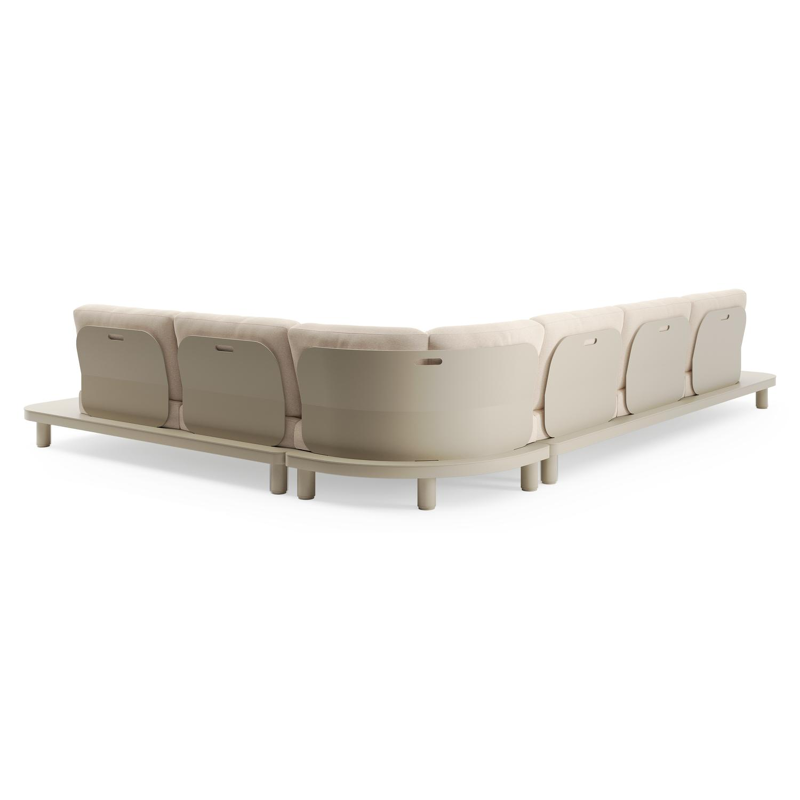 Donato loungehoek in beige aluminium met heritage papyrus all weather sunbrella® luxe kussen