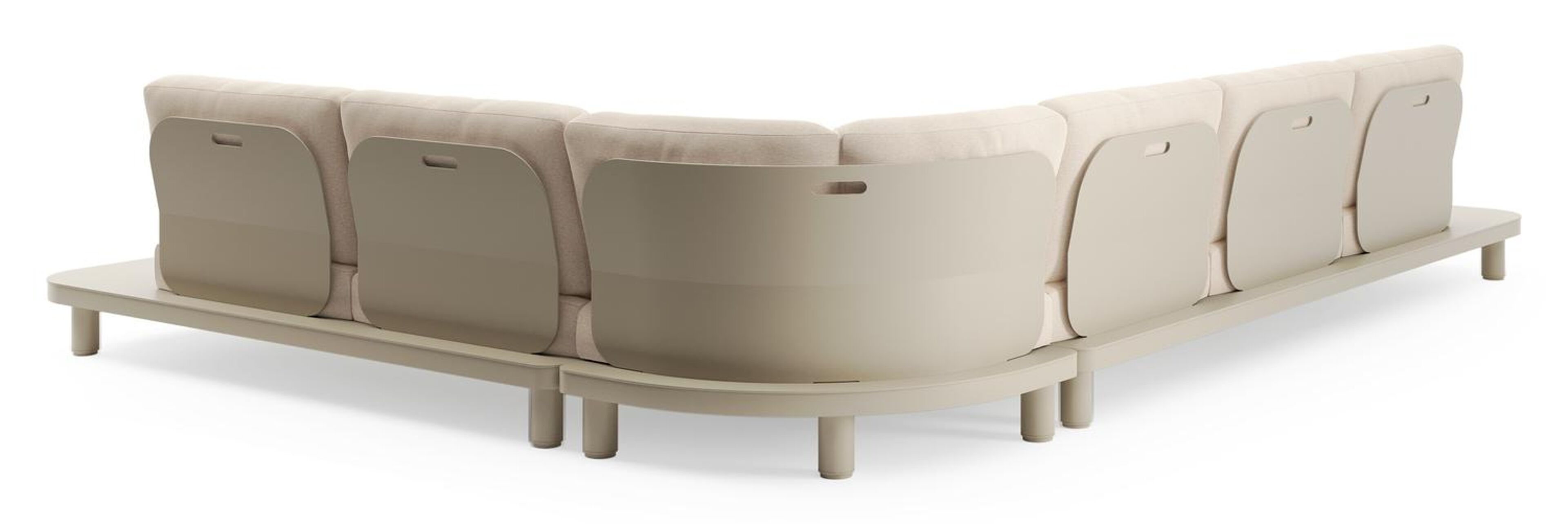 Donato loungehoek in beige aluminium met heritage papyrus all weather sunbrella® luxe kussen