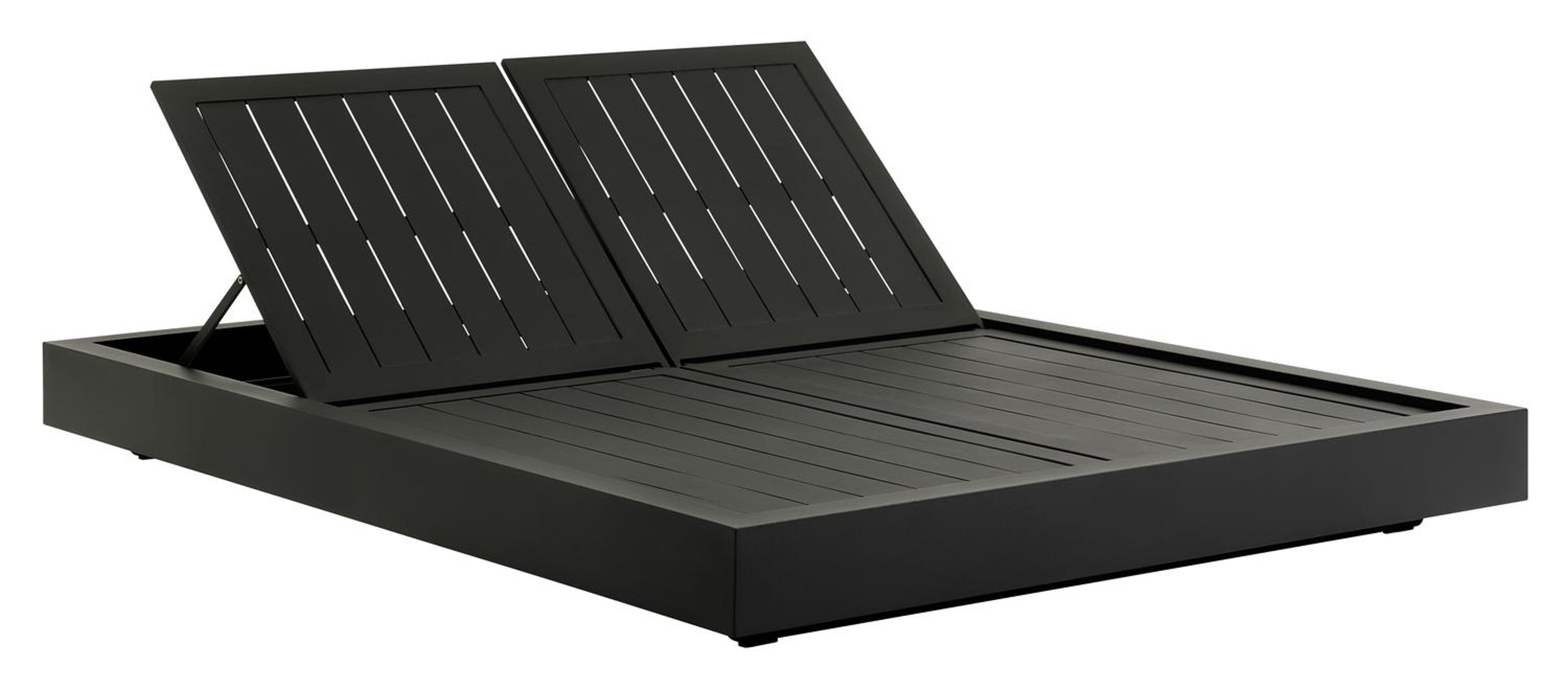 Como verstelbaar dubbel ligbed in zwart aluminium met chartres sooty all weather sunbrella® luxe kussen