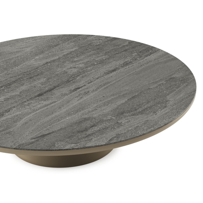 Amico loungetafel rond in beige aluminium en volkeramiek Aspen Grey - Dia. 110 x H 28 cm