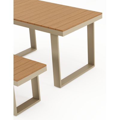 Alora bartafel in aluminium beige en polywood - L 124 x B 68 x H 70 cm