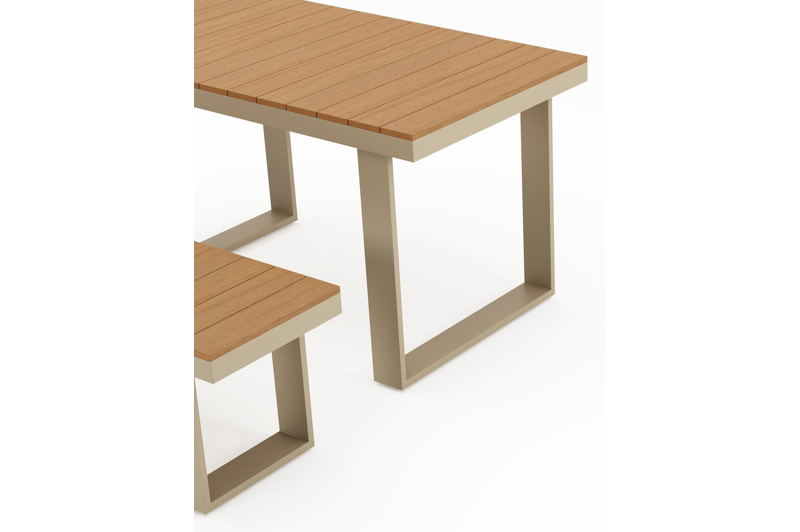 Alora bartafel in aluminium beige en polywood - L 124 x B 68 x H 70 cm