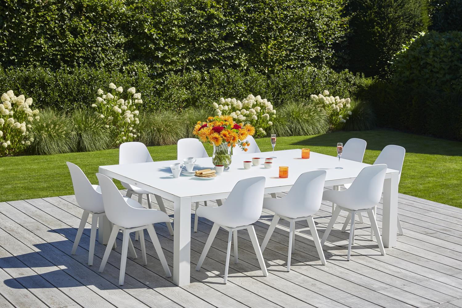 Mesa tuinstoel in wit aluminium en wit kunststof