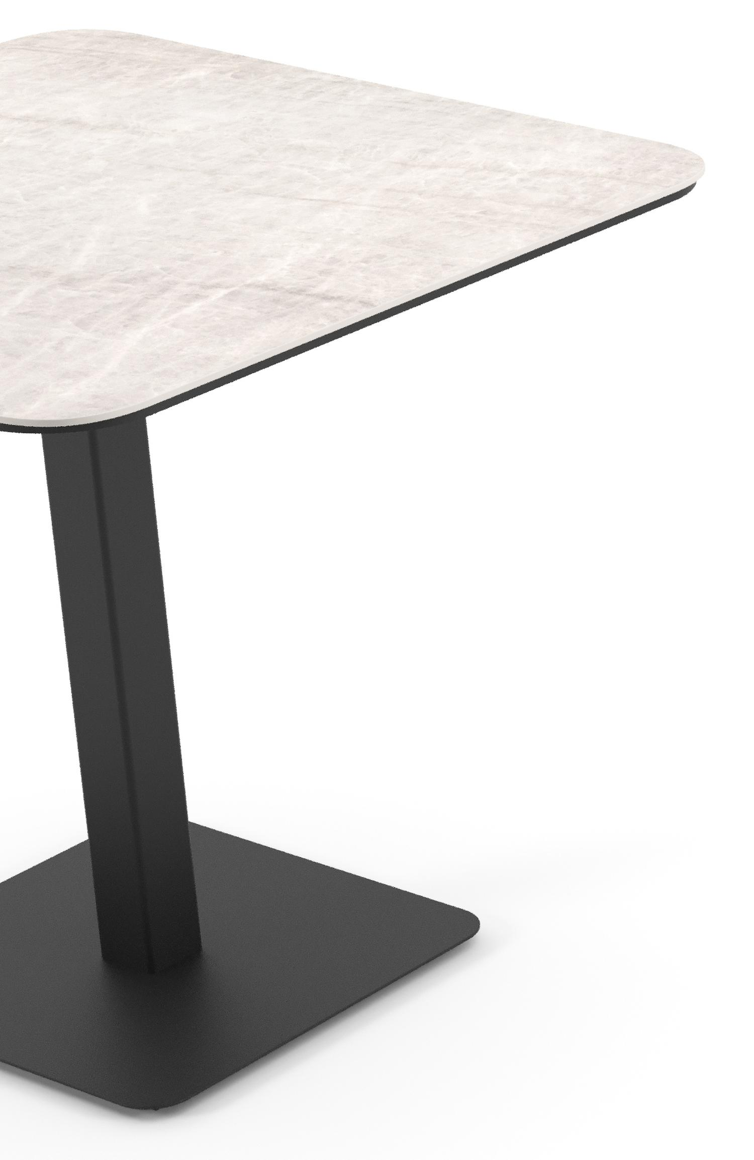 Fano tuintafel afgerond vierkant in zwart aluminium en volkeramiek Taj Mahal - L 80 x B 80 x H 72.5 cm