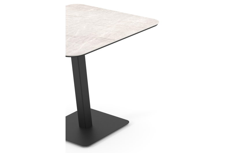 Fano tuintafel afgerond vierkant in zwart aluminium en volkeramiek Taj Mahal - L 80 x B 80 x H 72.5 cm