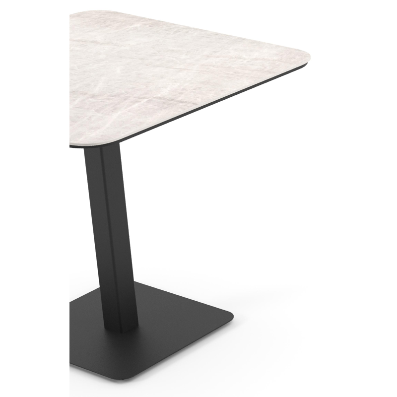 Fano tuintafel afgerond vierkant in zwart aluminium en volkeramiek Taj Mahal - L 80 x B 80 x H 72.5 cm