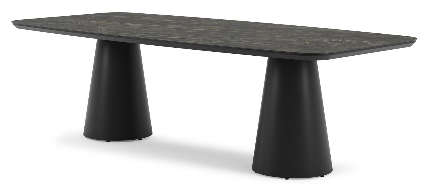Table de jardin Donato en aluminium noir et céramique pleine black obsession - Lg 255 x Larg. 115 x H 74 cm