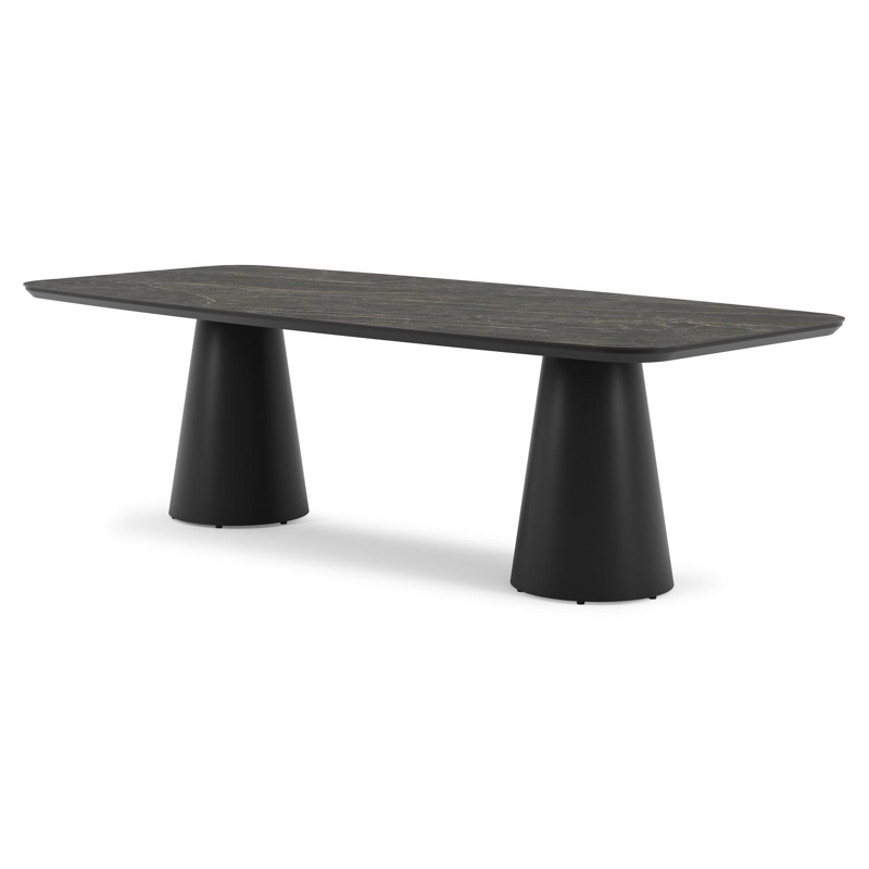 Donato tuintafel in zwart aluminium en volkeramiek black obsession - L 255 x B 115 x H 74 cm