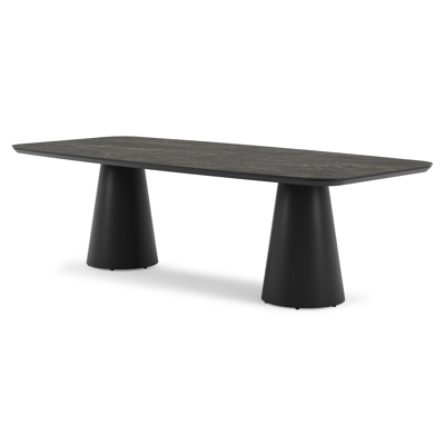 Table de jardin Donato en aluminium noir et céramique pleine black obsession - Lg 255 x Larg. 115 x H 74 cm