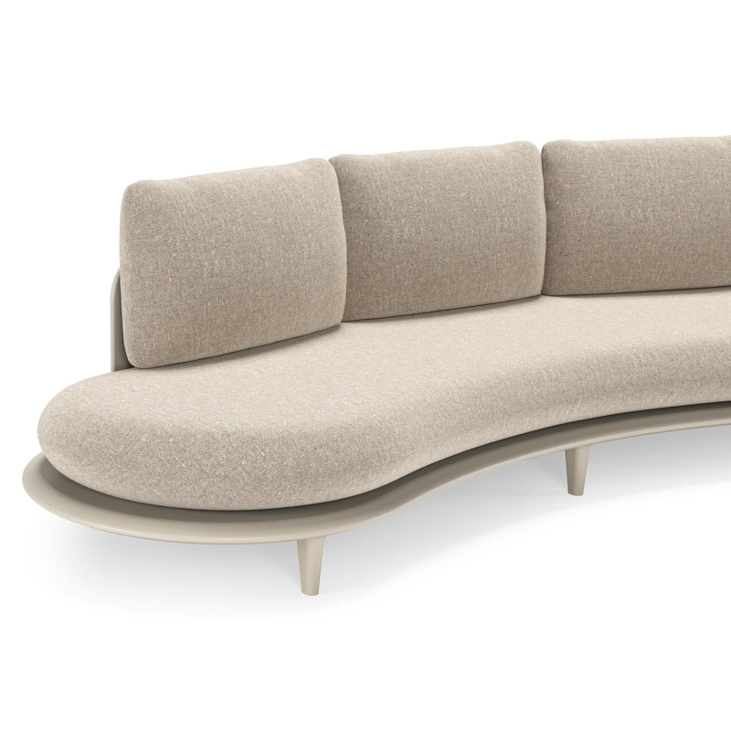 Bomero loungeset in beige aluminium met chartres pewter all weather sunbrella® luxe kussen