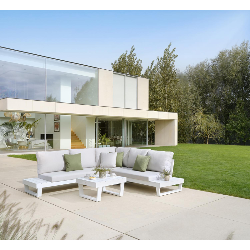 Modica loungetafel in wit aluminium - L 72 x B 72 x H 38 cm